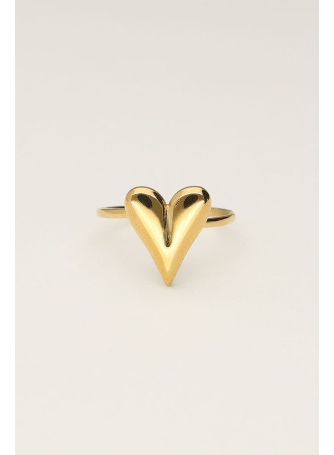 Minimalistische Ring met Statement Hartje Goud