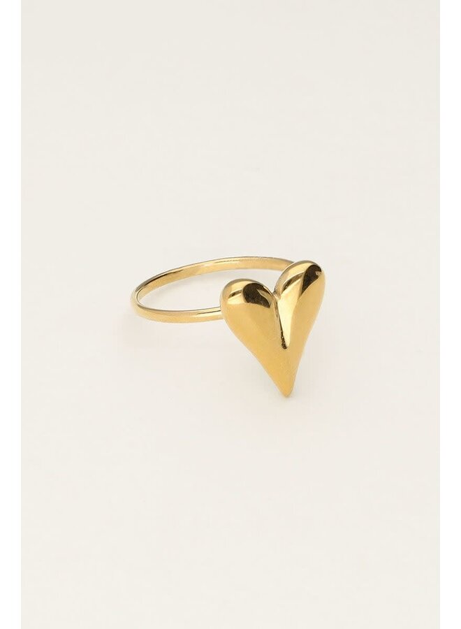 Minimalistische Ring met Statement Hartje Goud