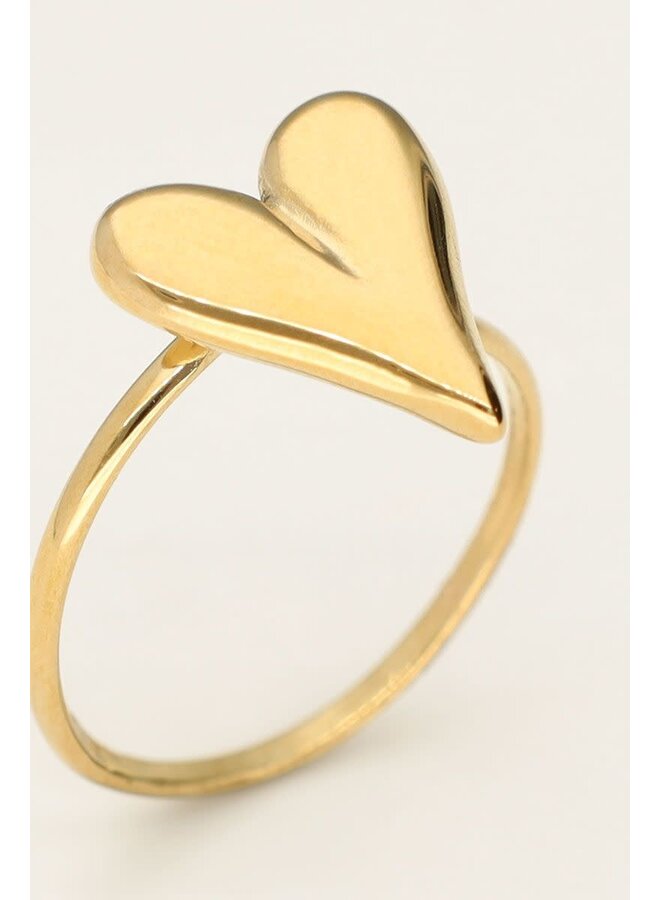 Minimalistische Ring met Statement Hartje Goud