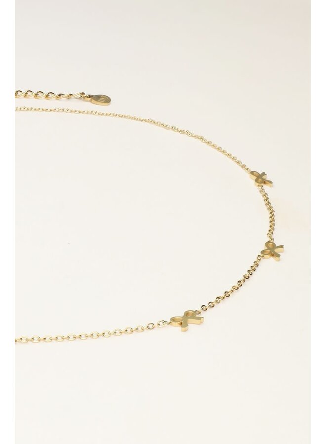 Minimalistische Ketting met 5 Mini Strikjes Goud