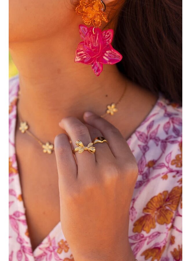 Statement Ring met Strik Goud