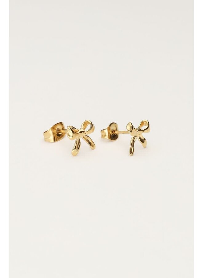Kleine Strikjes Studs Goud