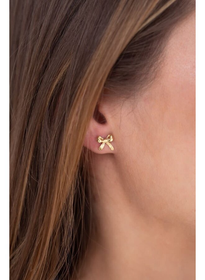 Kleine Strikjes Studs Goud