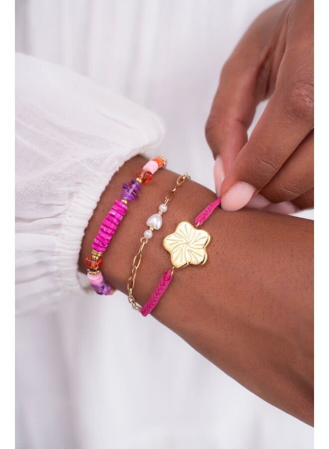 Minimalistische Schakel Armband met Parel Hartje Goud
