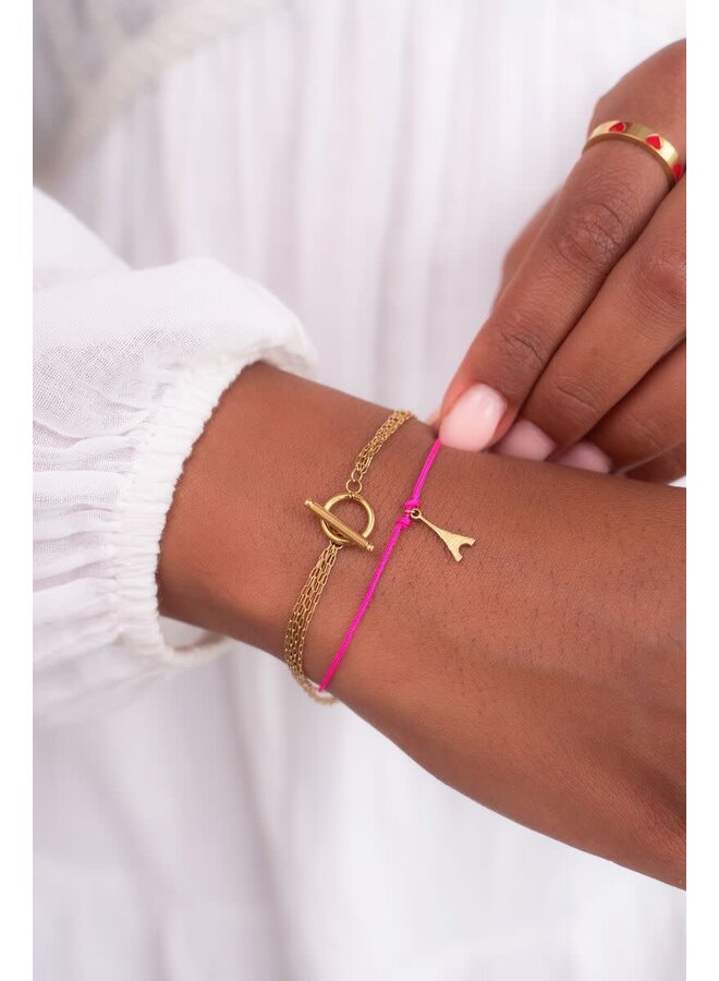 Minimalistische Armband met 4 Kettinkjes & Slotje Zilver