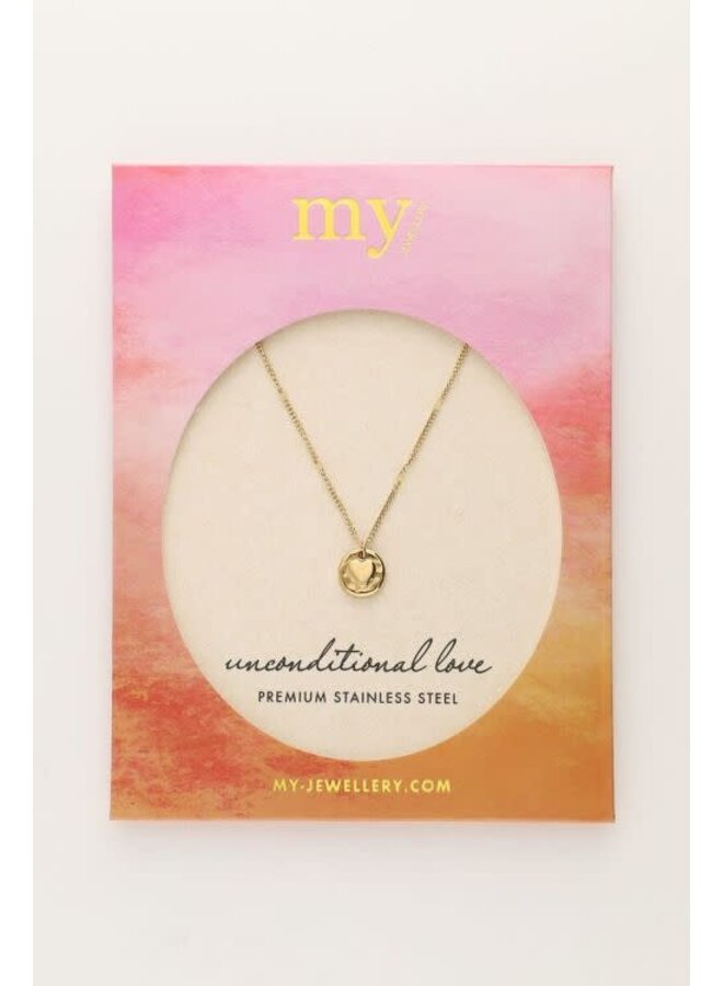 Unconditional Love Necklace 'Hammered Heart' Goud