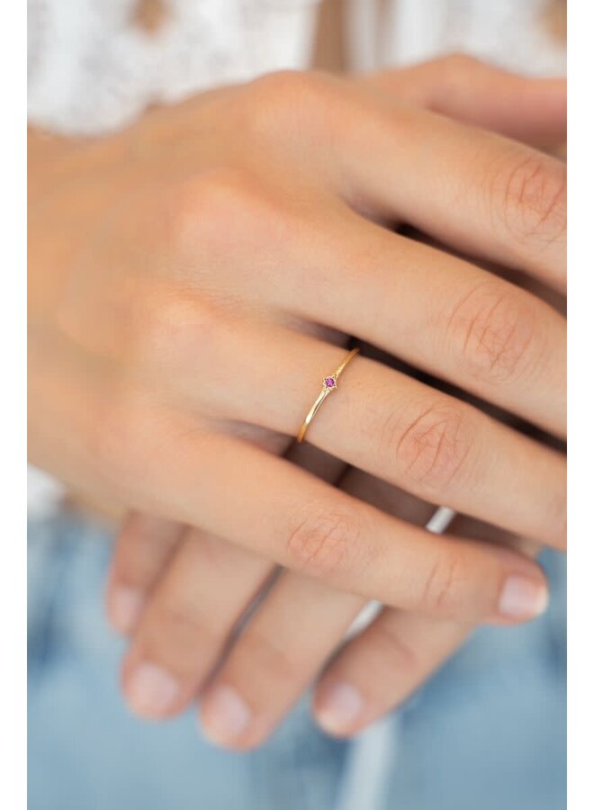 Minimalistische Geboortesteen Ring April Goud