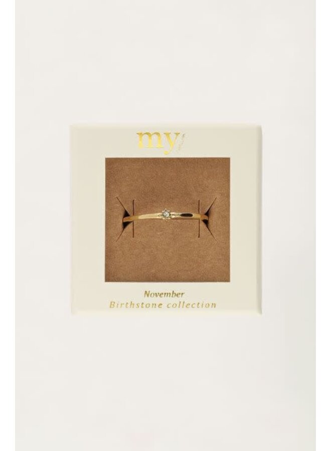 Minimalistische Geboortesteen Ring November Goud