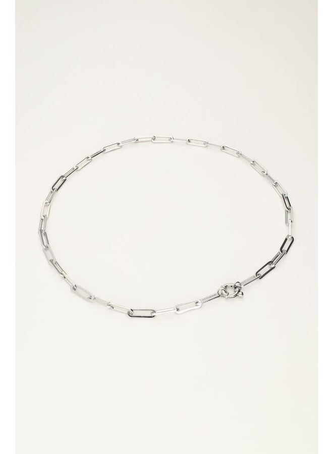 Vintage Schakelketting met Slotje Zilver