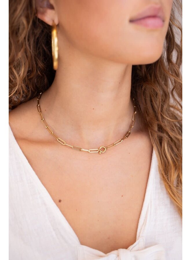 Vintage Schakelketting met Slotje Zilver