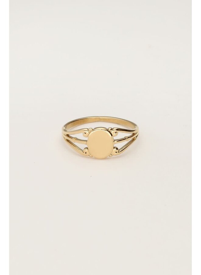 Vintage Ovale Zegelring Goud