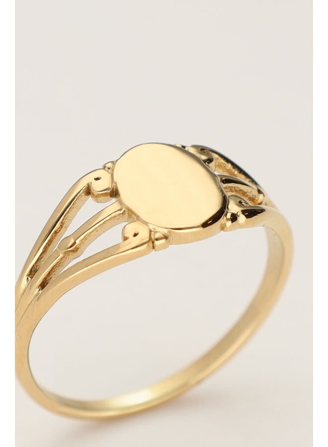 Vintage Ovale Zegelring Goud