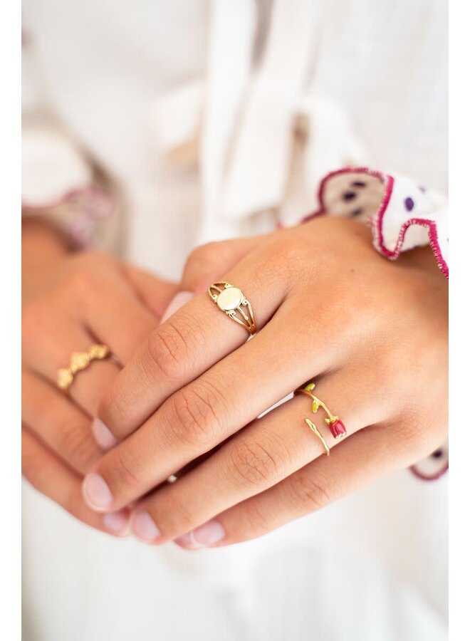 Vintage Ovale Zegelring Goud