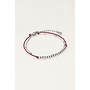 Minimalistische Dubbele Armband met Paars Koord en Kralen Zilver