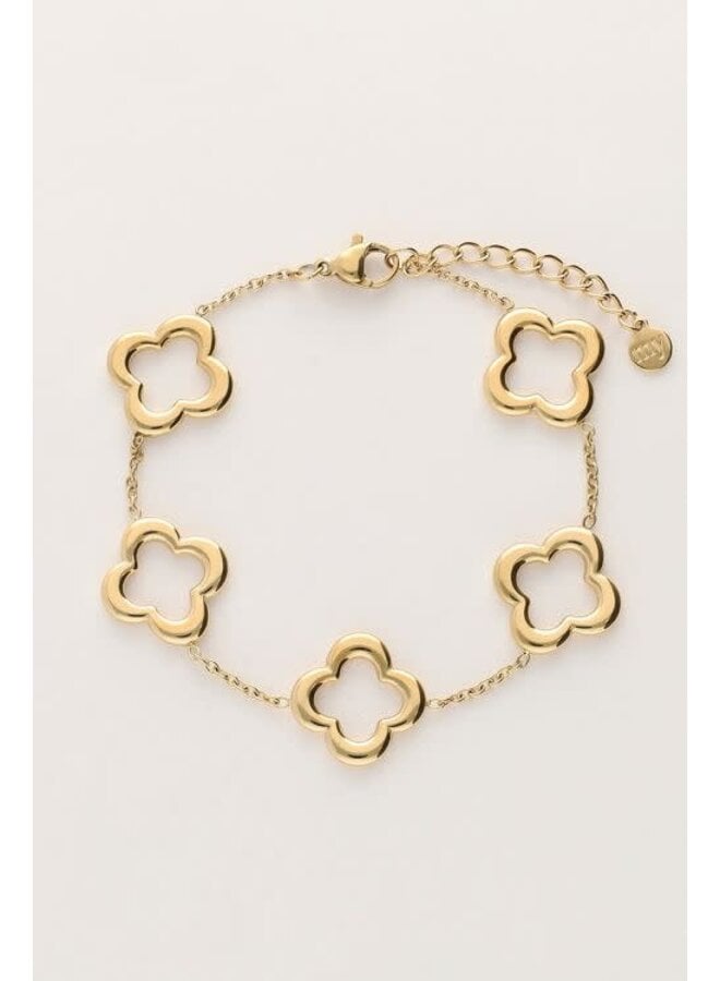 Armband met Vijf Klavers Goud
