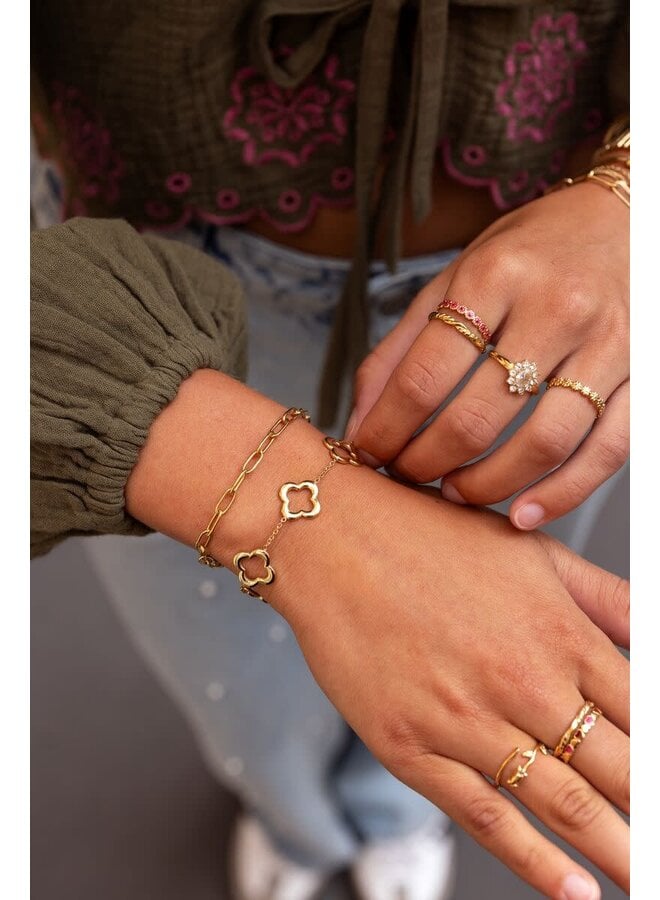 Armband met Vijf Klavers Goud