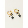 Kleine Oorringen met Zwarte Steentjes Goud