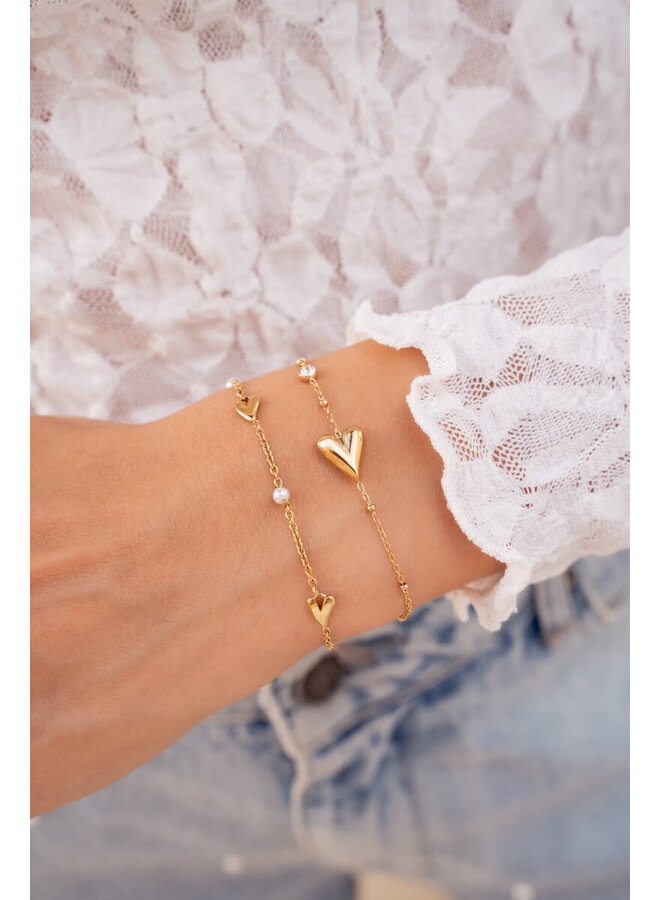 Minimalistische Armband met Hart & Strass Goud