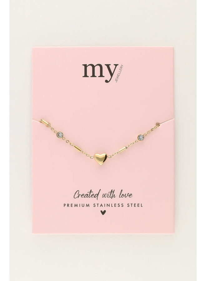 Minimalistische Armband met Hartje & Tubes Goud