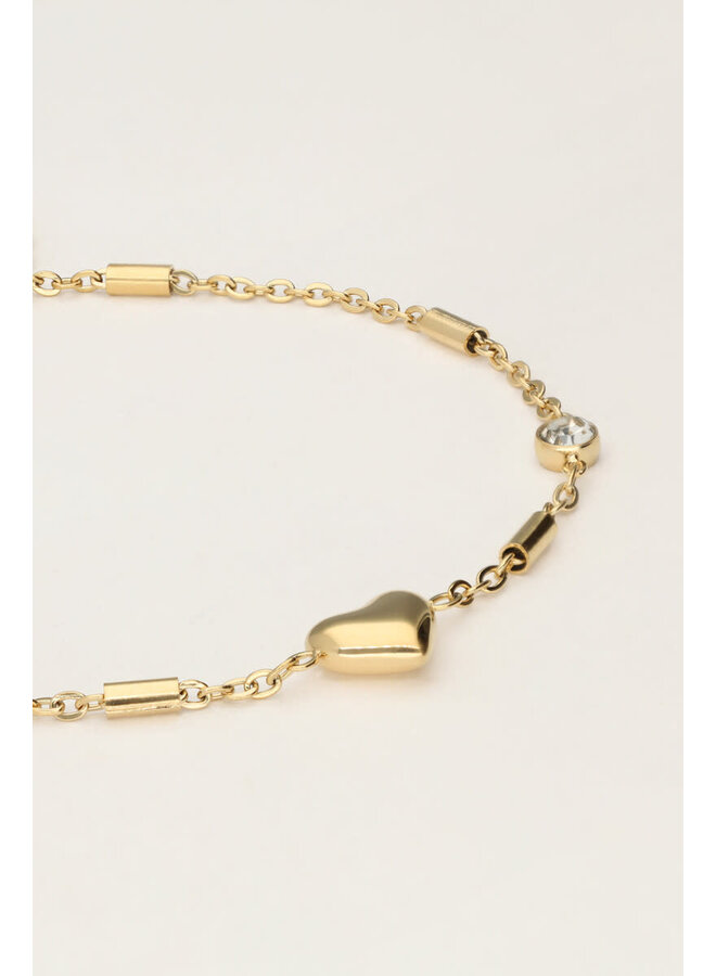 Minimalistische Armband met Hartje & Tubes Goud