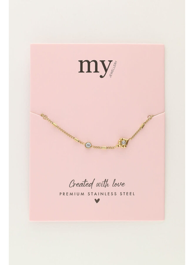 Minimalistische Armband met Tubes & Strass Goud