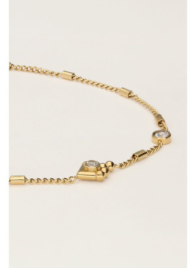Minimalistische Armband met Tubes & Strass Goud