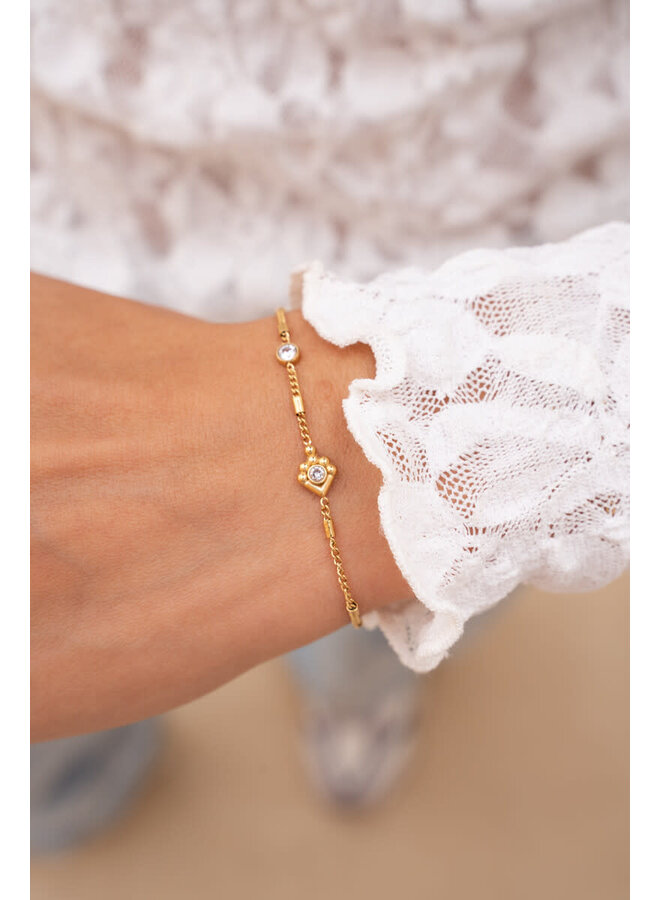 Minimalistische Armband met Tubes & Strass Goud