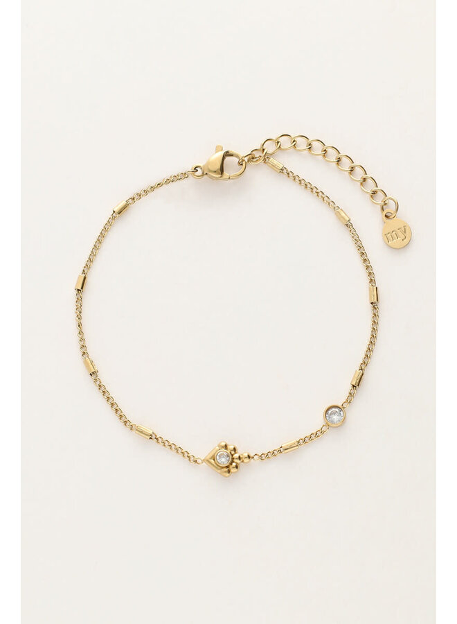 Minimalistische Armband met Tubes & Strass Goud