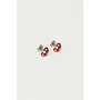 Studs Rood Mini Hart Zilver
