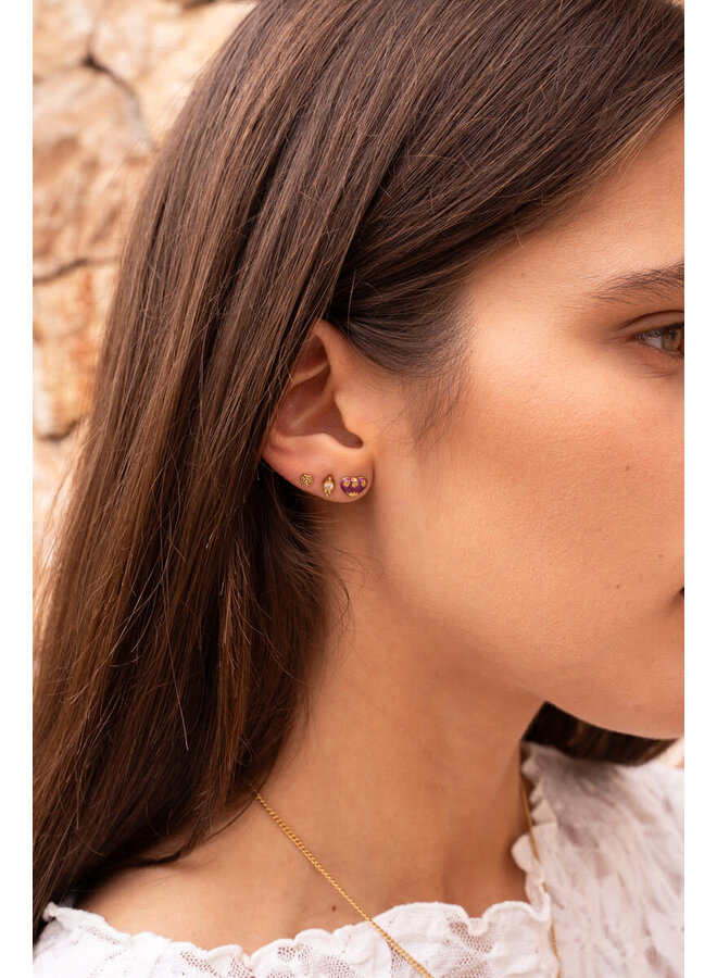Studs Paars Mini Hart Goud