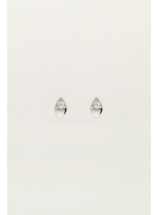 Studs Hart met Strass Zilver