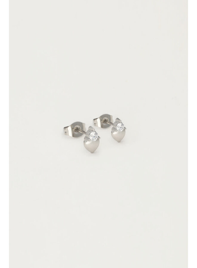 Studs Hart met Strass Zilver