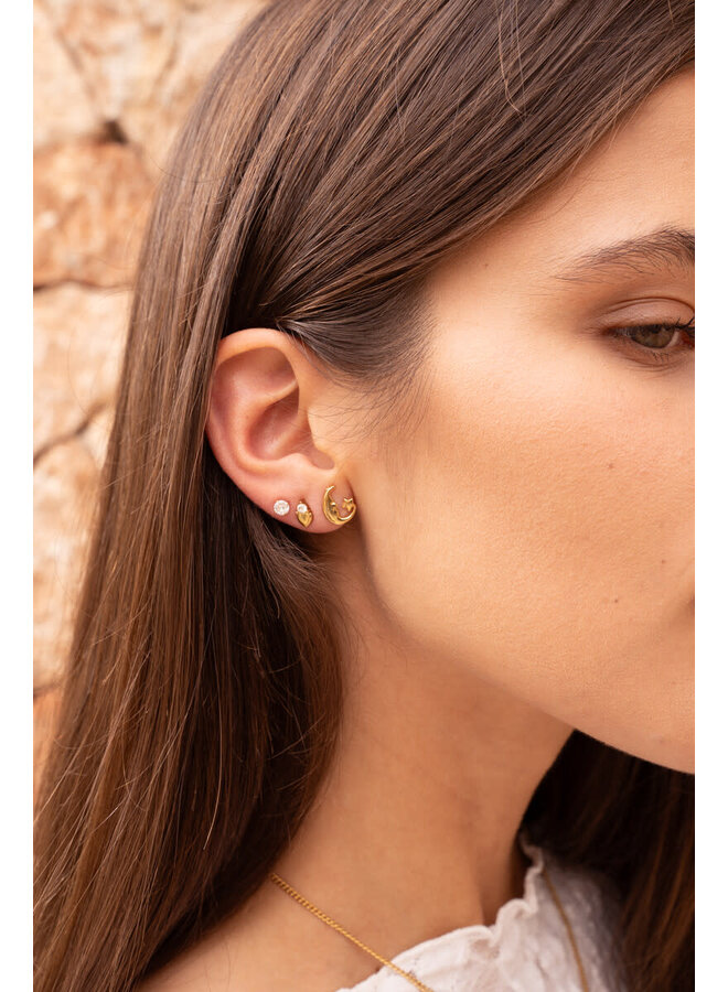 Studs Hart met Strass Zilver