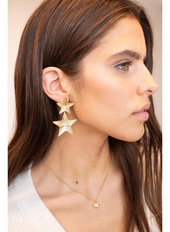 Starry Oorhangers met Statement Sterren Goud