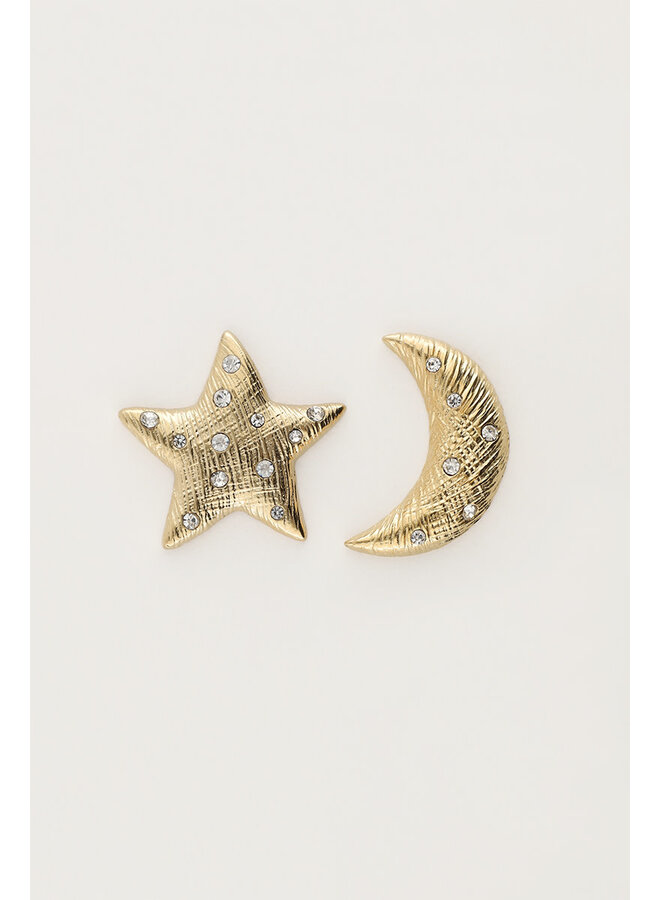 Starry Studs Maan & Ster Goud