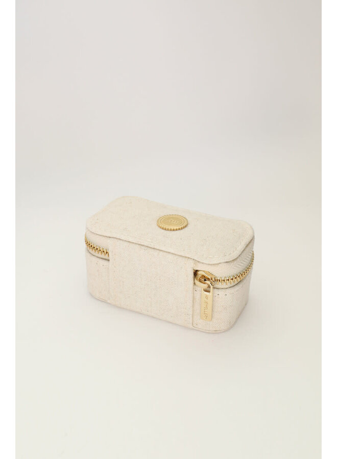 Beige Linnen Look Sieraden Etui Mini