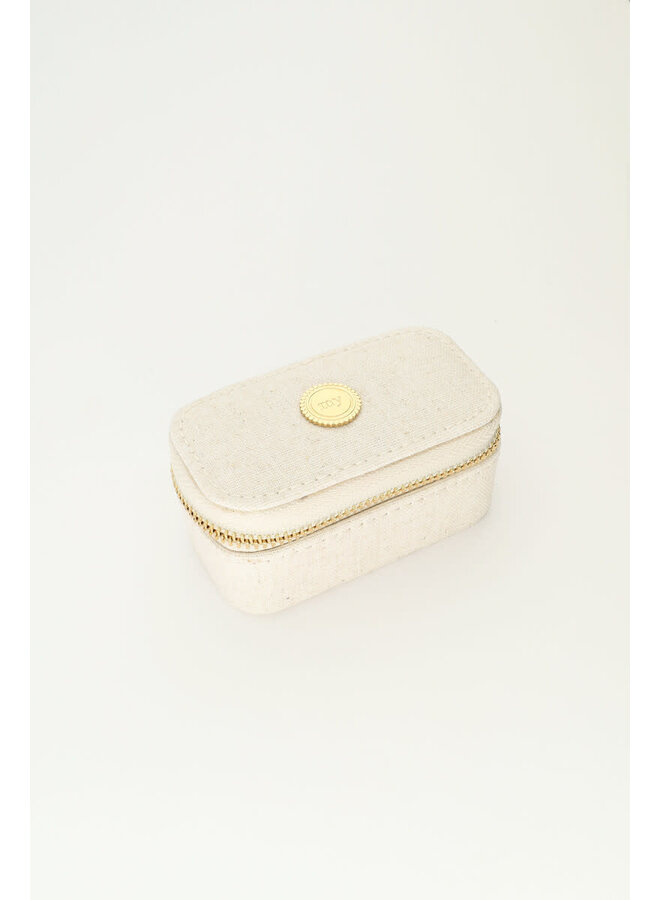 Beige Linnen Look Sieraden Etui Mini