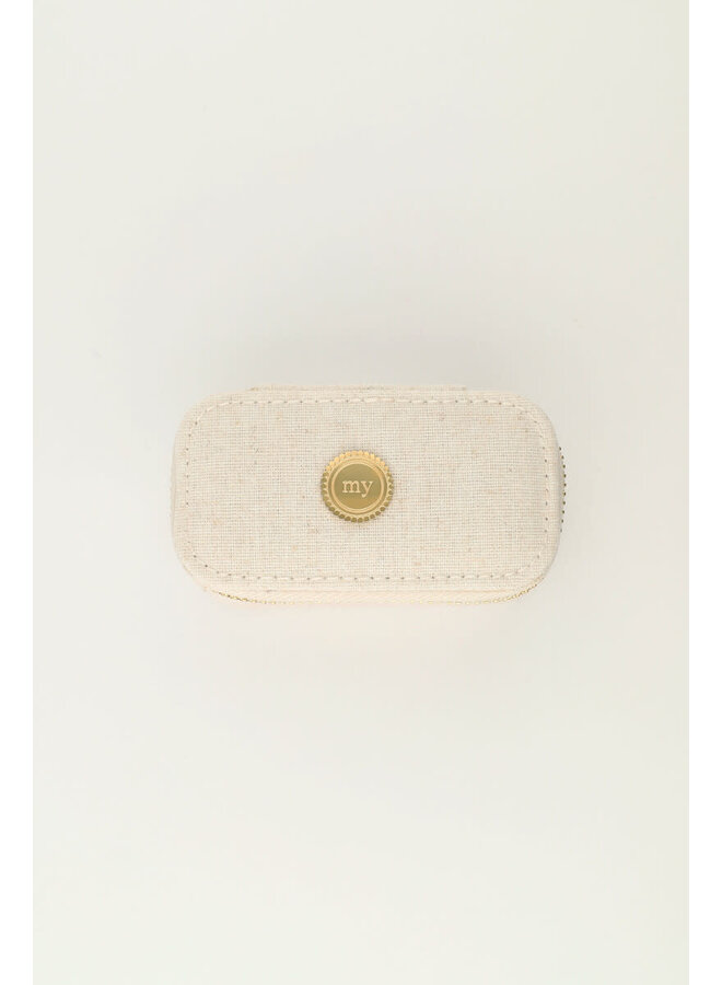 Beige Linnen Look Sieraden Etui Mini