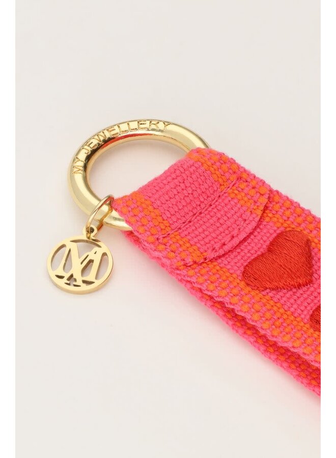 Roze Sleutelhanger met Hartjes
