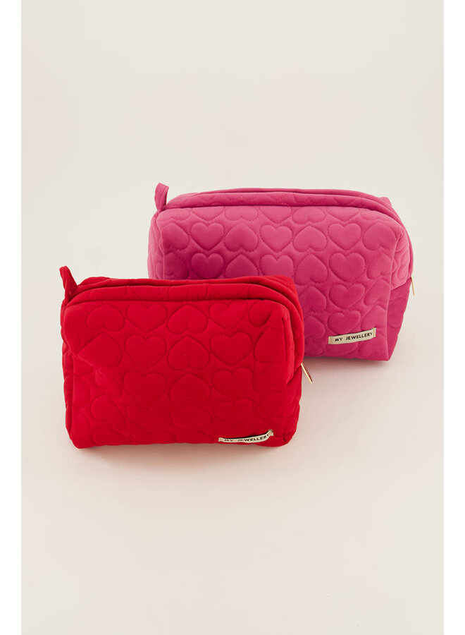 Roze en Rode Toilettassen Set met Hartjes