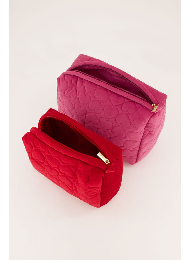 Roze en Rode Toilettassen Set met Hartjes