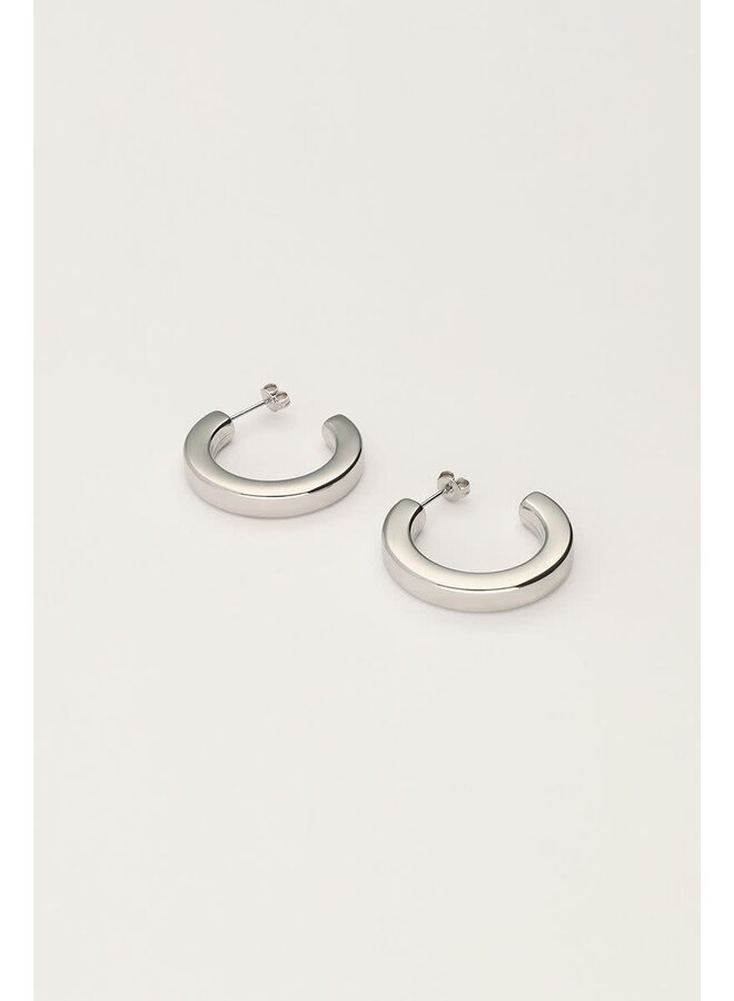 Open Oorringen Plat Zilver