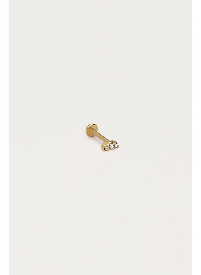 Iconic Oor Piercing met Drie Strass Steentjes Goud