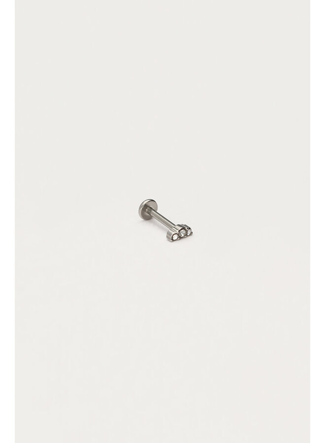 Iconic Oor Piercing met Drie Strass Steentjes Zilver