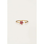 Minimalistische Ring met Bloem & Roze Strass Goud