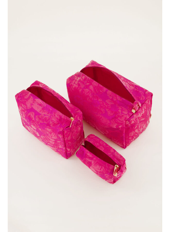 Roze Jacquard Toilettas Set