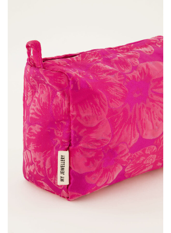 Roze Jacquard Toilettas Set