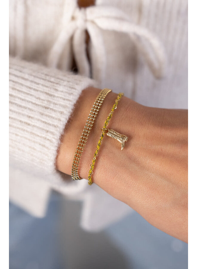 Sunrocks Gele Koord Armband met Laars Zilver