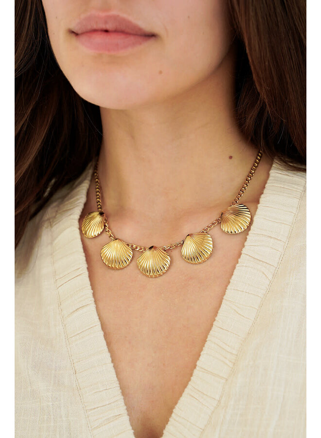 Mer Ketting met Vijf Schelpen Goud
