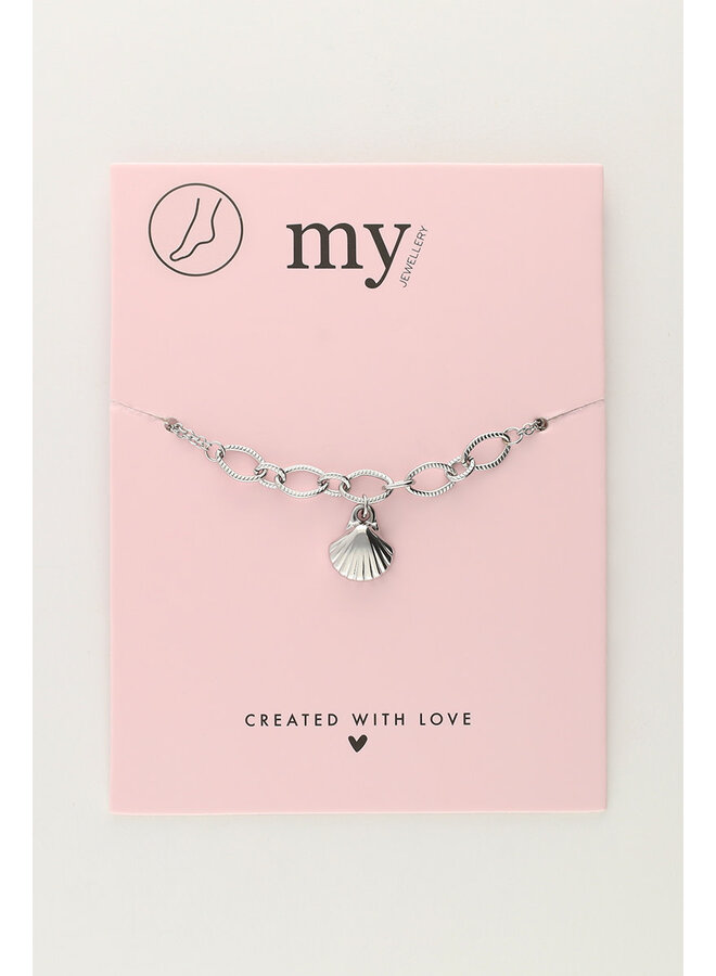 Minimalistisch Enkelbandje met Grove Schakels & Schelpje Zilver